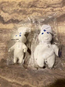 Muñeca de vinilo Pillsbury Doughboy cabeza giratoria 7" y 1965 8" MUÑECA BOLSA DE FRIJOLES DE PELUCHE - Imagen 1 de 3