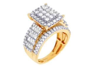 Cluster 2 1/10 CT Real Diamond Baguette Engagement/Wedding Ring 13MM Sz 7 10K... - Picture 1 of 6