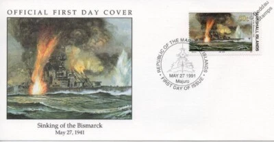 1941 HMS HOOD Battlecruiser (Sinking of the Bismarck) Warship WWII Stamp FDC - Image 1 of 3