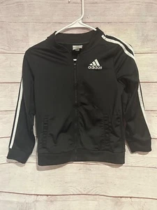 Adidas YOUTH MEDIUM Black Track Zip Jacket Size 10/12 - Picture 1 of 5
