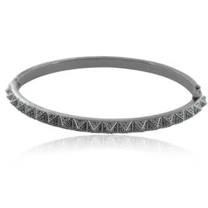 925 Sterling Silver Pave Diamond Cuff Bangle Bracelet Handmade Jewelry For Women - Picture 1 of 6