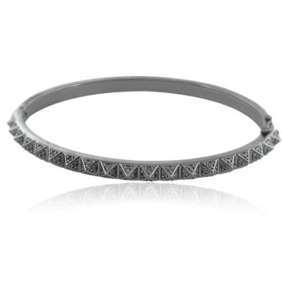 925 Sterling Silver Pave Diamond Cuff Bangle Bracelet Handmade Jewelry For Women - Image 1 of 4