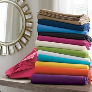 US Full Extra Long Size All Bedding Items 600 TC Egyptian Cotton Solid Colors - Picture 1 of 16