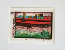 Friedensreich Hundertwasser "Regentag On Waves Of Love" Matted Offset Litho 1986