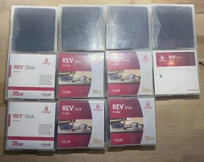 IOMEGA REV 35Gb & 70Gb DISK PC Formatted USED Lot of 11 Vintage  - Image 1 of 2