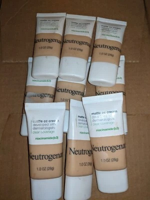 LOT OF 9 Neutrogena Clear Coverage Flawless Matte CC Cream, Porcelain, 1 oz - Image 1 of 2