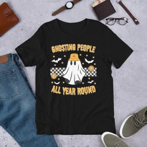 Ghosting People All Year Round Funny Spooky Halloween Ghost Costume t-shirt - Picture 1 of 8