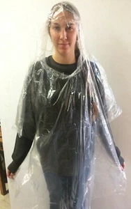200 Emergency Hooded Rain Poncho Coat Disposable Protection Gown Waterproof Wear - Picture 1 of 8