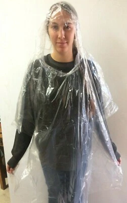200 Emergency Hooded Rain Poncho Coat Disposable Protection Gown Waterproof Wear - Image 1 of 4