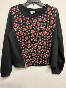 Maglione donna Olsenboye rosa floreale doppia cerniera davanti taglia XL nuovo $46 - Foto 1 di 4
