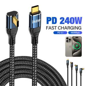 240W USB C Right Angle Cable Type C Fast Charging Charger Cord For iphone 15 16 - Picture 1 of 15