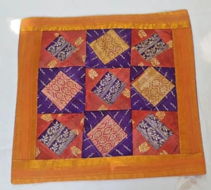 Handarbeit Seide Patchwork Kissenbezug Orange Gobelin Kissenbezug Indien Boho 3 - Bild 1 von 4