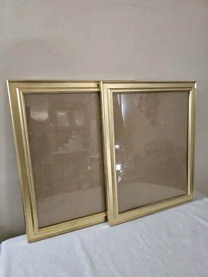 Juego de 2 marcos de fotos de madera dorada ornamentada con galería de arte de pared de vidrio Shabby Chic  Foto 1 de 4