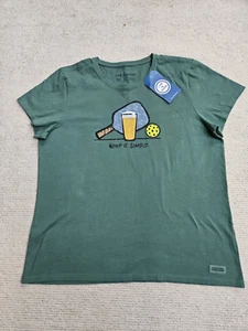 Life is Good Women's Crusher T-Shirt Green XL NWT Pickleball Beer Keep it Simple - Picture 1 of 5