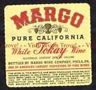 Unused 1940S Pennsylvania Philadelphia Margo Tokay Wine Label