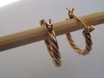 14k tri color gold twisted Hoop Earrings 2.1g - Image 1 of 4