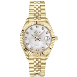 GV2 Women's Naples 12402 Swiss Quartz Diamond Gold IP Stainless Steel Watch - Picture 1 of 12