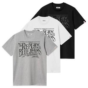 Replay T-Shirt - Mens Replay Royal Eagle Blue Jeans Chest Logo T-Shirt - BNWT - Picture 1 of 10