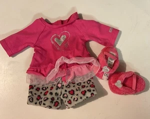 Pijama American Girl 2015 Leopardo Estampado Difuso Gris Pantalones Cortos Rosa Top Zapatillas - Imagen 1 de 4