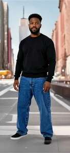 Levis 505 Jeans Mens 36x32 Blue Medium Wash Denim Pants Straight Leg Cotton - Picture 1 of 18