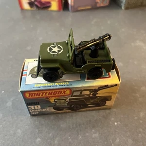 Vintage 1977 All Original Matchbox 75 Series Lesney #38 Armored Jeep With Box - Picture 1 of 5