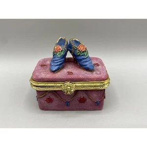 Vintage Med Western Home High Heel Victorian Shoe Trinket Stash Pill Hinged Box - Picture 1 of 9