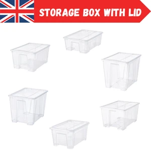 Caja de almacenamiento IKEA SAMLA con tapa contenedor de plástico transparente todos los tamaños disponibles - Imagen 1 de 13