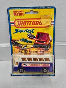 Matchbox Superfast Lesney White & Blue Airport Bus #65 American Airlines - Picture 1 of 2