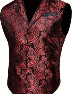 Red Black Tuxcedo Vest Men's NWT XXXL - Picture 1 of 5