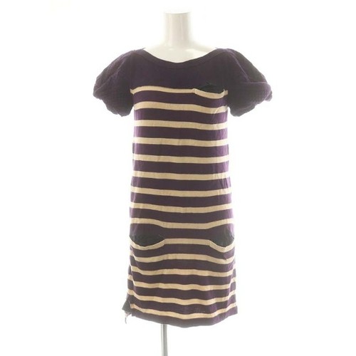 Abito Sakairaku Sacai Luck Border misto cashmere maglia mini manica corta 2 u