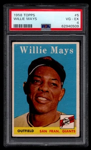 WILLIE MAYS 1958 TOPPS BASEBALL CARD #5 PSA 4 VERY GOOD TO EXCELLENT HOF GIANTS. - Picture 1 of 2