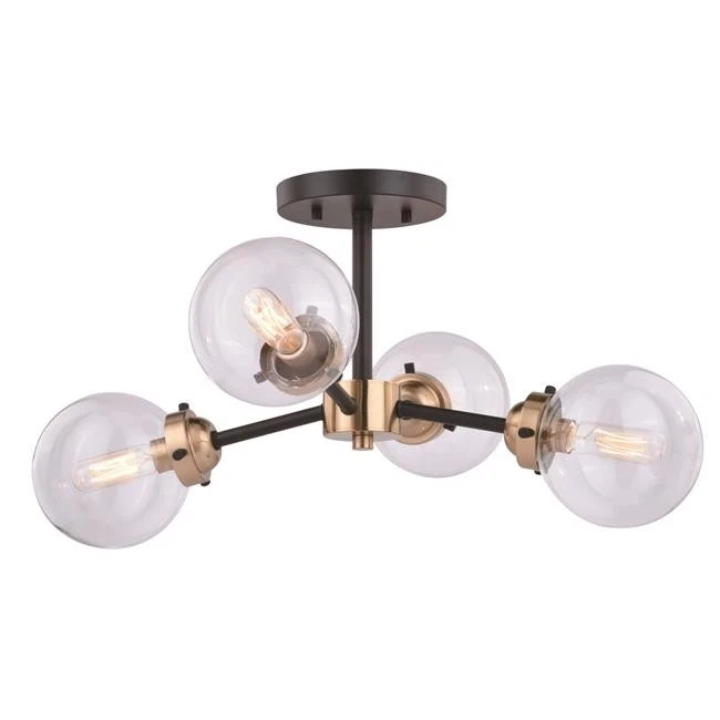 Vaxcel International C0194 20 in. Orbit Semi-Flush Mount in Muted Brass & Oil... - Image 1 of 1