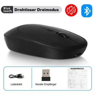 Funk Maus Büro Kabellos Wireless Mouse Für PC Laptop Tablet Schwarz USB - Bild 1 von 4