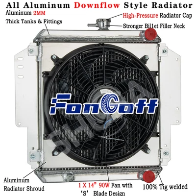 2 Row Radiator Shroud Fan For 1981-96 Suzuki Sierra Samurai SJ410 SJ413 1.3L MT Foto 1 de 4