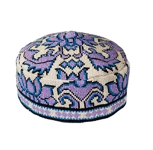 SOMBRERO DE SEDA UZBEKO TRIBAL IROQUÍ BORDADO A MANO - UNISEX - APROX 23 PULGADAS - Imagen 1 de 5