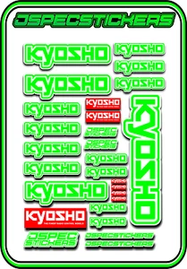 KYOSHO RC RACING STICKER SHEET A5 MINI Z BUGGY CAR NITRO ELEC DRONE GREEN WHITE - Picture 1 of 9
