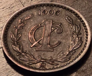 1906 MEXICO CENTAVO - XF/AU - RARE DATE - High Value Coin - Lot #C4 - Picture 1 of 2