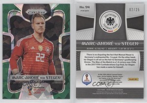 2018 Panini Prizm World Cup Green Crystal Prizm /25 Marc-Andre ter Stegen #94