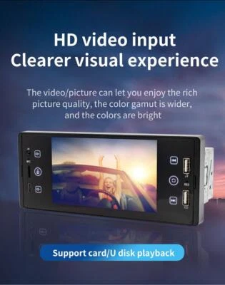 Bluetooth 5in Car MP5 Player FM Radio Single 1DIN Touch Screen Mirror Link+Cam - Image 1 of 4