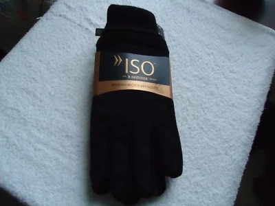 Gloves Mens Isotoner Sz One Size Black Brushed Microfiber New  - Image 1 of 4