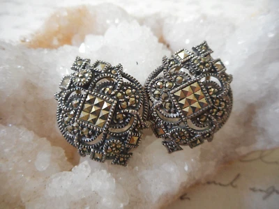 Judith Jack 纯银 Marcasite 法国杠杆耳环 RE49CE — 第 1/4 张图片