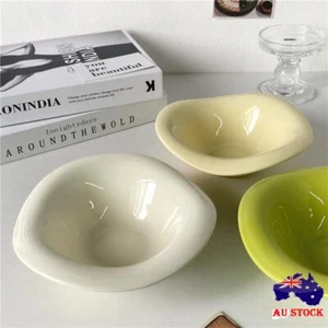 Irregular Dessert Bowl Solid Color Fruit Bowl Wavy Salad Bowl Afternoon Tea - Picture 1 of 11