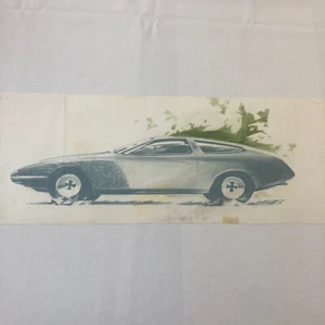 Vintage Concept Car Design Illustration Sketch Drawing Art Signed NOTTRODT 1970 - Picture 1 of 9