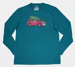 New Club Room Mens Size XL Majestic Teal Holiday Graphic Dog Car L/S T-Shirt - Picture 1 of 1