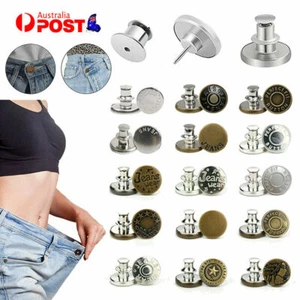 Metal Button Pins For Jeans Adjustable Jean Button No Sew Instant Pants 15pcs A+ - Picture 1 of 11