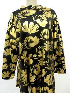 ASHLEY STEWART BLACK & METALLIC GOLD FLORAL PRINT STRETCH DRESS SIZE 26/28 - NWT - Picture 1 of 21