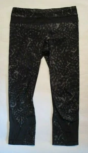 LULULEMON RUN INSPIRE CROP PANTS STAR CRUSHED COAL BLACK YOGA PILATES EUC size 6 - Picture 1 of 7