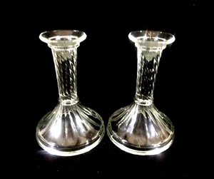 Pair of Clear Swirl Glass 6" Tall Candle Holders - Picture 1 of 6