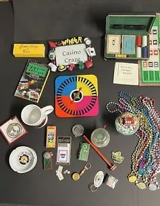 Vintage Las Vegas Souvenir's Mixed Lot Gambling Items Chips Miniature Frame More - Picture 1 of 15