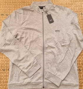 New Hugo Boss men designer Athleisure grey full zip tracksuit sports gym top XXL - Picture 1 of 19